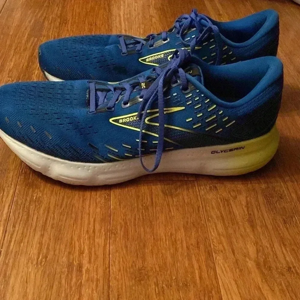 Brooks glycerin 20 men’s shoes - size 12.5- bright blue w yellow accent